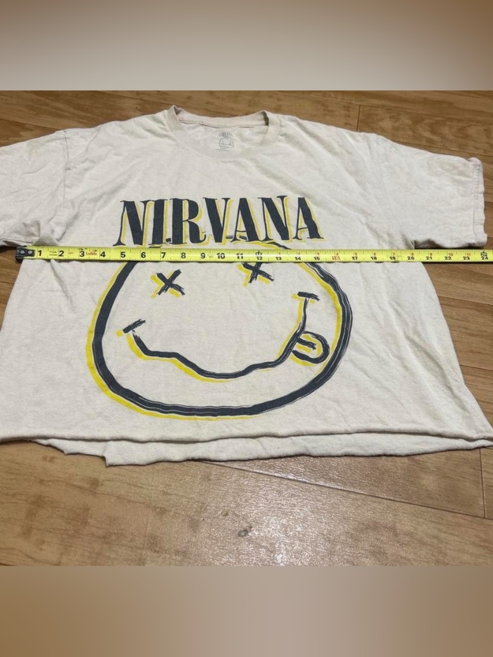NIRVANA White Tee with Black and Yellow Smiley Graphic - Picture 4 of 5